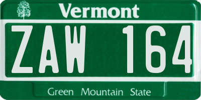 VT license plate ZAW164