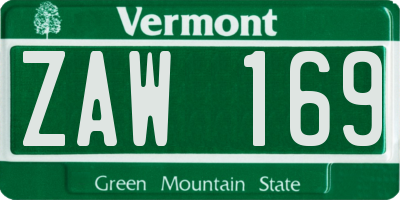 VT license plate ZAW169
