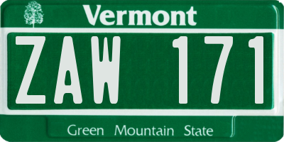 VT license plate ZAW171