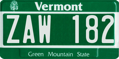 VT license plate ZAW182