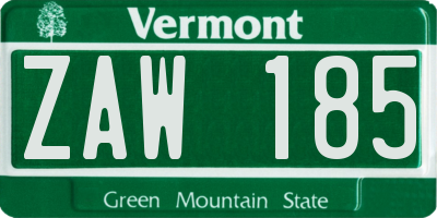 VT license plate ZAW185