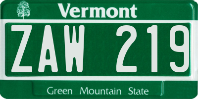 VT license plate ZAW219