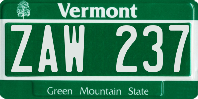 VT license plate ZAW237