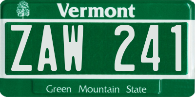 VT license plate ZAW241