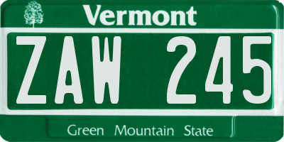 VT license plate ZAW245