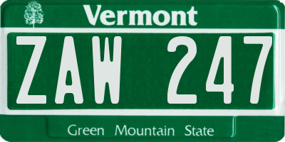 VT license plate ZAW247