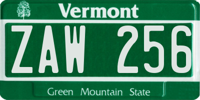 VT license plate ZAW256