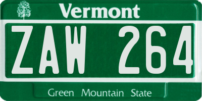 VT license plate ZAW264