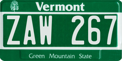 VT license plate ZAW267