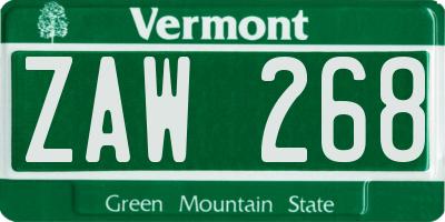 VT license plate ZAW268