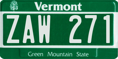 VT license plate ZAW271