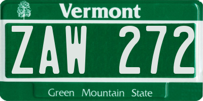 VT license plate ZAW272