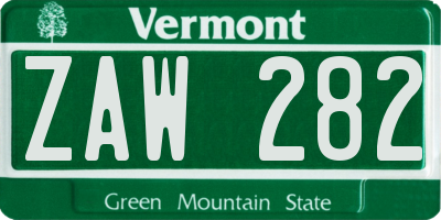 VT license plate ZAW282