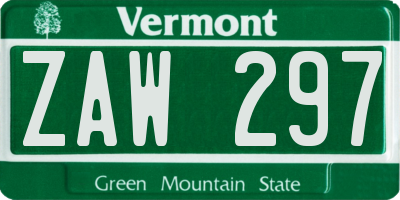 VT license plate ZAW297