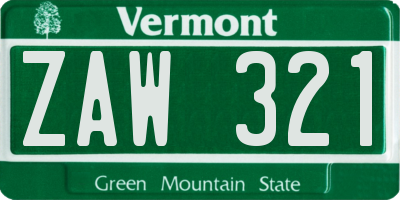 VT license plate ZAW321