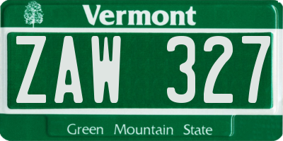 VT license plate ZAW327