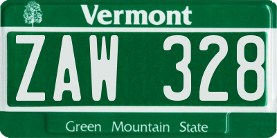 VT license plate ZAW328