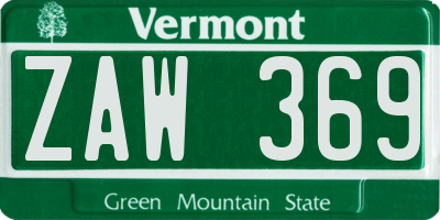 VT license plate ZAW369