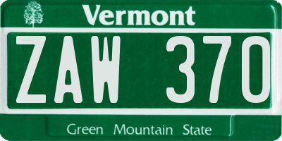 VT license plate ZAW370