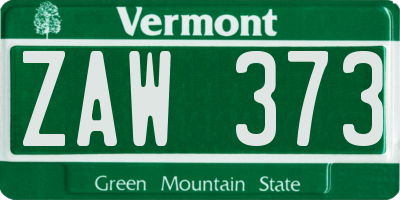 VT license plate ZAW373