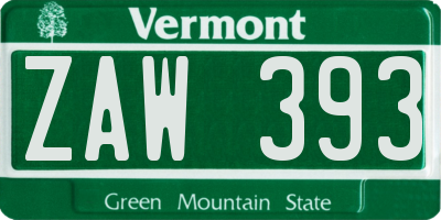 VT license plate ZAW393