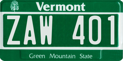 VT license plate ZAW401