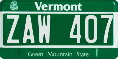 VT license plate ZAW407