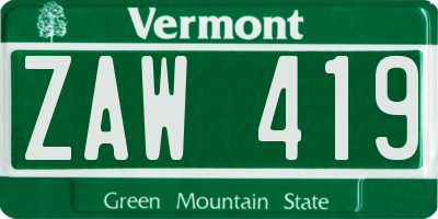 VT license plate ZAW419