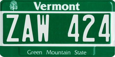 VT license plate ZAW424