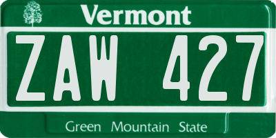 VT license plate ZAW427