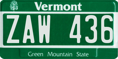 VT license plate ZAW436