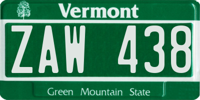 VT license plate ZAW438