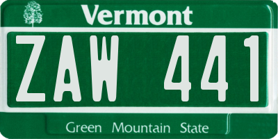 VT license plate ZAW441