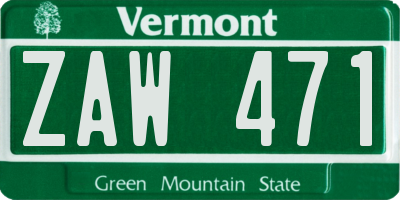 VT license plate ZAW471