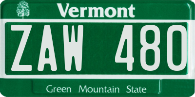 VT license plate ZAW480