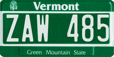 VT license plate ZAW485