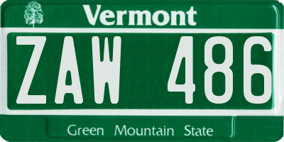 VT license plate ZAW486