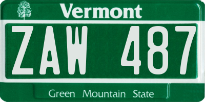 VT license plate ZAW487