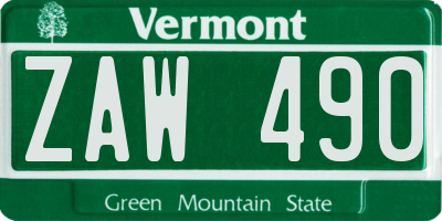 VT license plate ZAW490