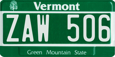 VT license plate ZAW506