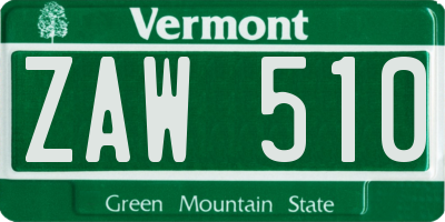 VT license plate ZAW510