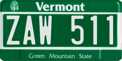 VT license plate ZAW511