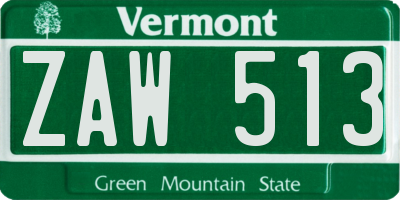 VT license plate ZAW513