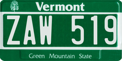 VT license plate ZAW519