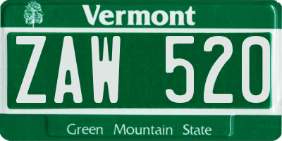 VT license plate ZAW520