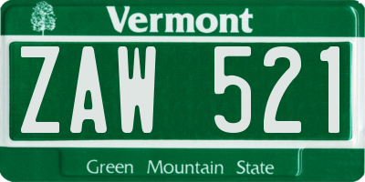 VT license plate ZAW521
