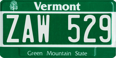 VT license plate ZAW529