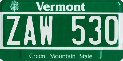 VT license plate ZAW530