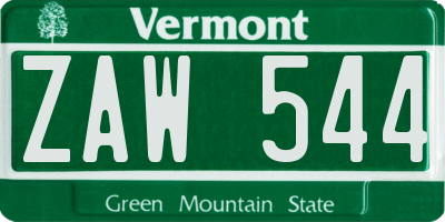 VT license plate ZAW544