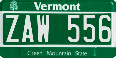 VT license plate ZAW556